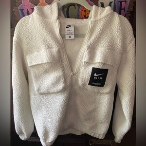 White Nike Air Sherpa Thermal Zip-up Hoodie